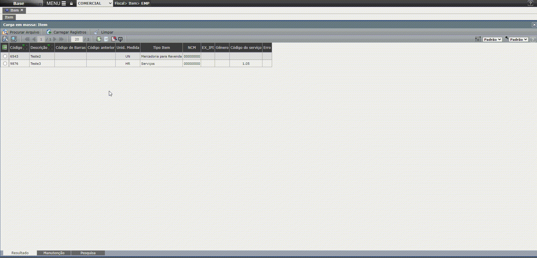 Cadastrar Item em massa4