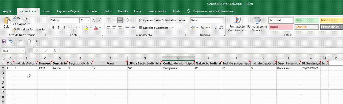Cadastrar Processo Judicial em massa4