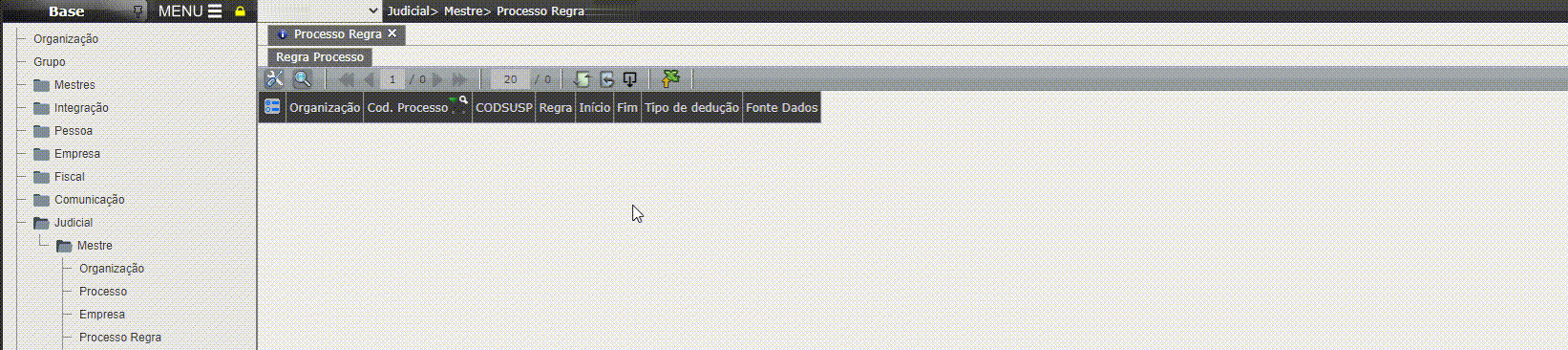 Cadastrar Processo Regra em massa
