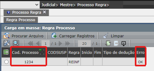 Validação da carga em massa do cadastro do processo regra2
