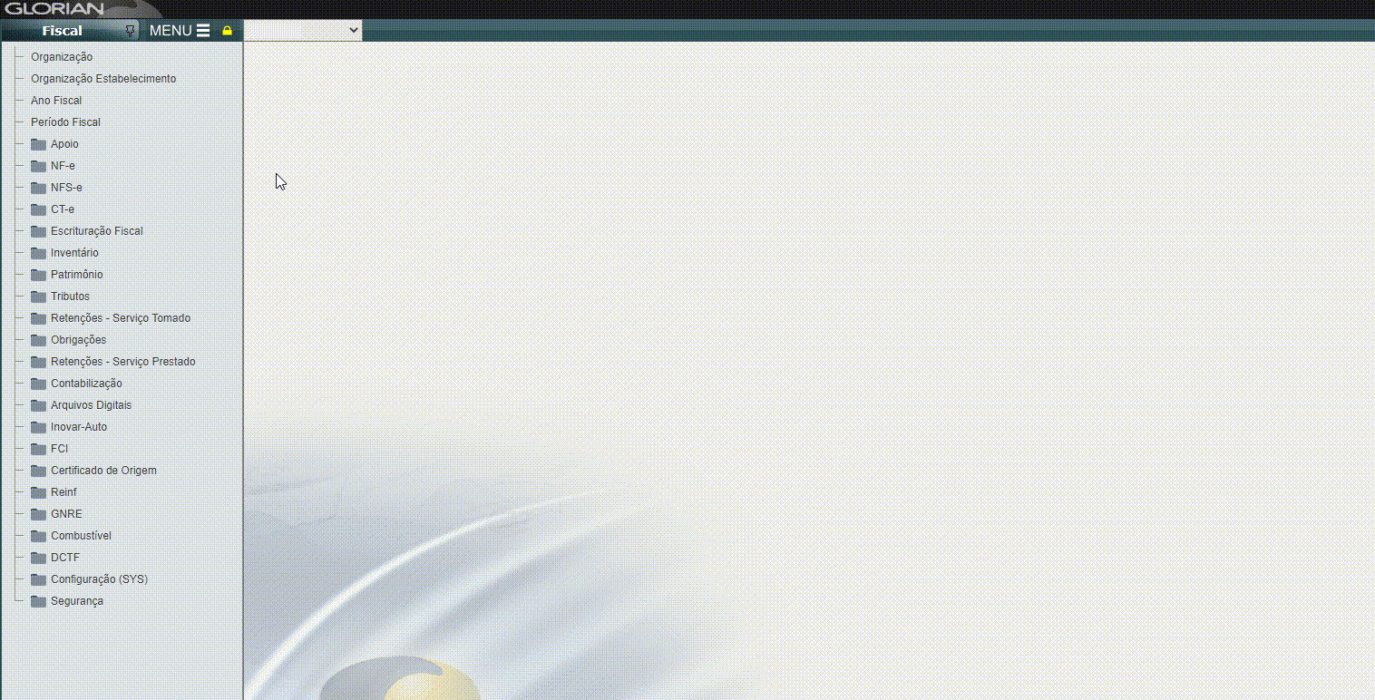 Configuração do Ano Fiscal.