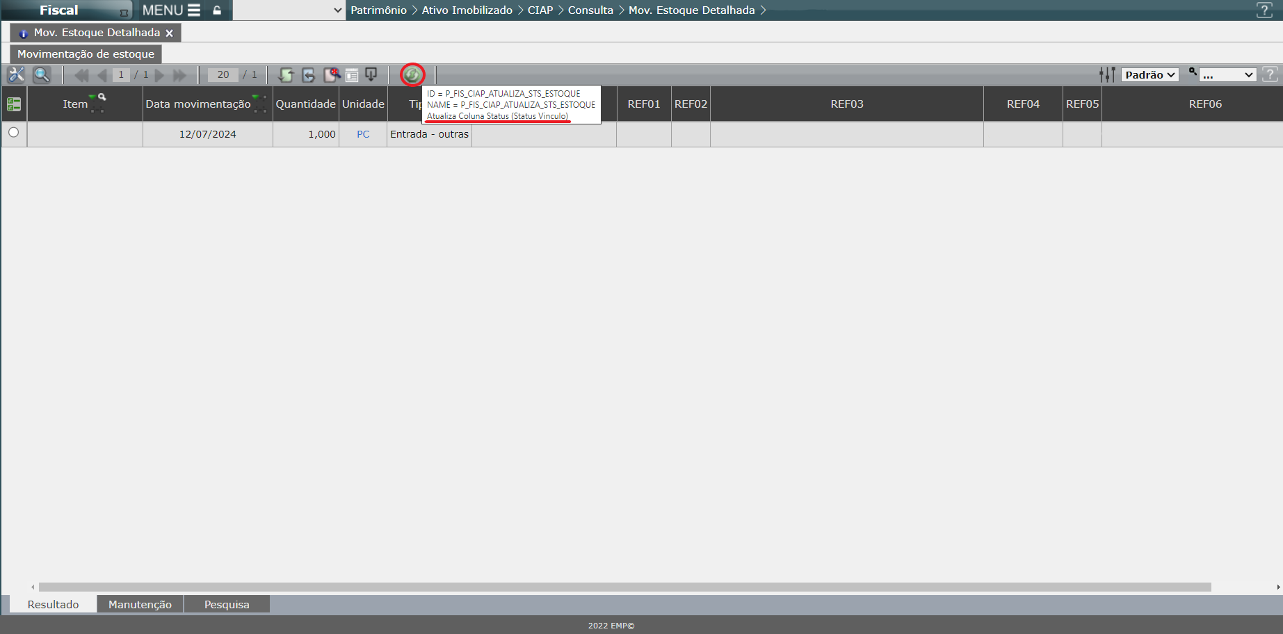 BOTÃO "ATUALIZA COLUNA STATUS (STATUS VÍNCULO)"