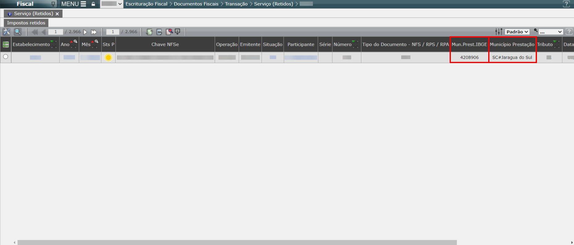 ADIÇÃO DE CAMPOS A CONSULTA DE IMPOSTOS RETIDOS