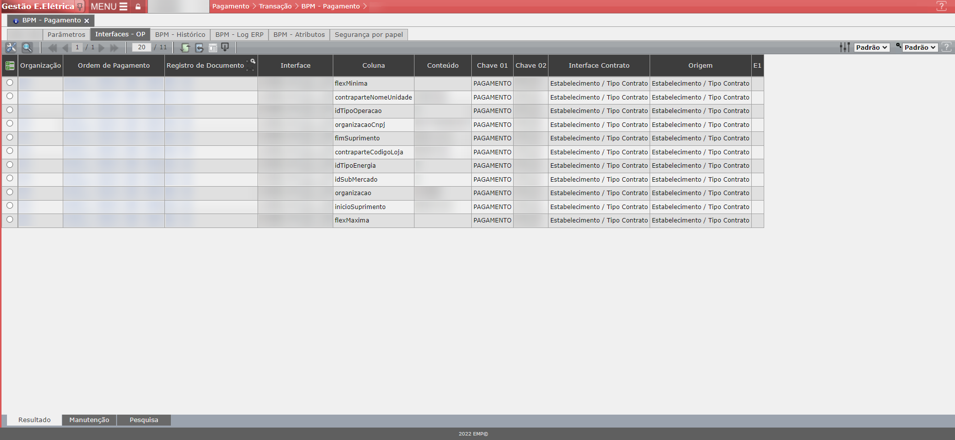 INCLUSÃO DA ABA "Interfaces - OP" NA FUNCIONALIDADE BPM - PAGAMENTO