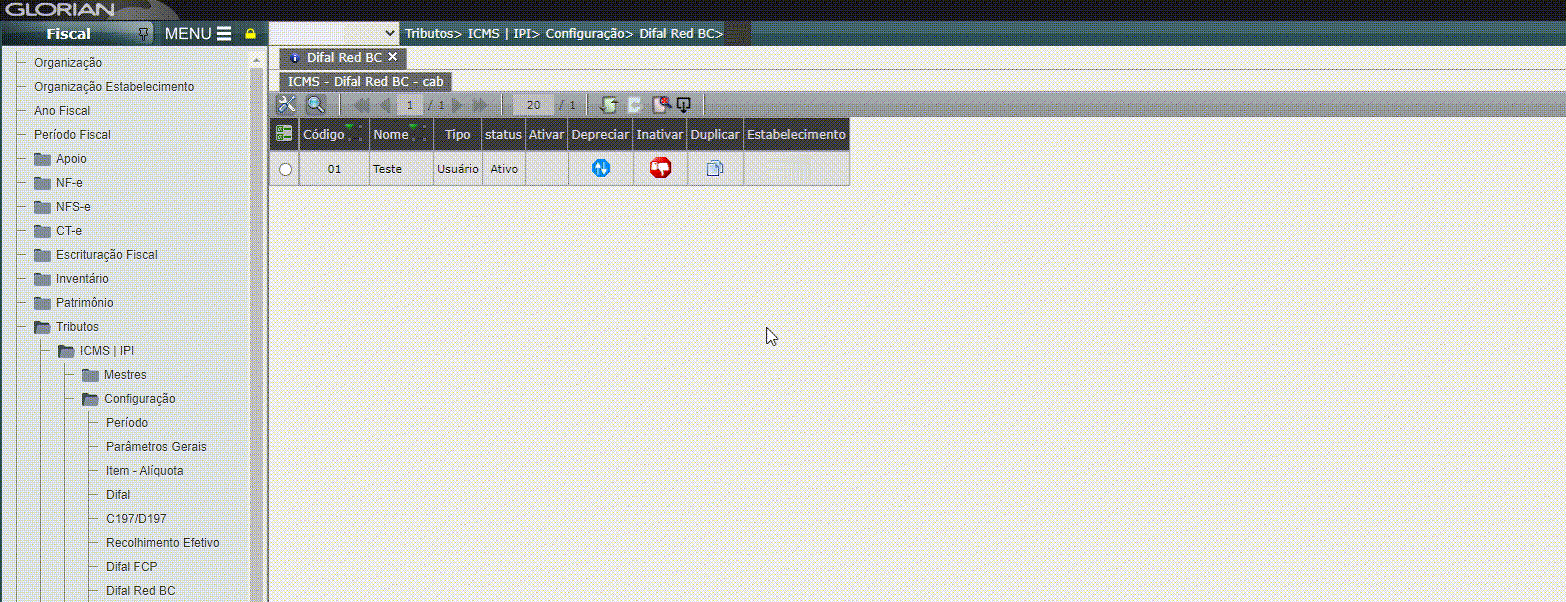 Apuração ICMS|IPI - Difal Redução Base de Cálculo