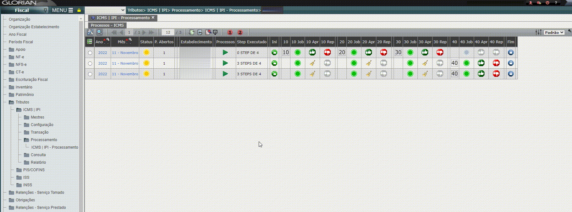 Apuração ICMS|IPI - Processamento das apurações