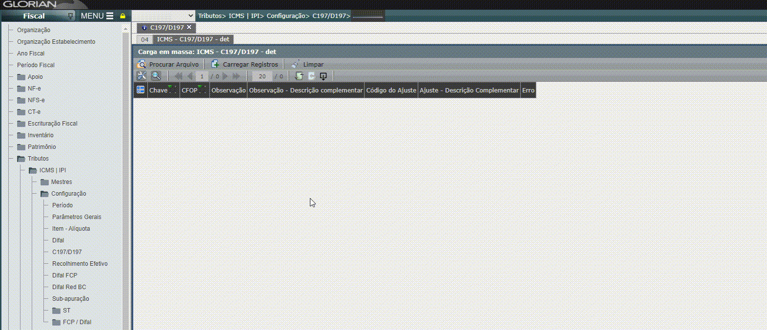 Apuração ICMS|IPI - Configuração para Gerar registro C197, C597 e D197 em massa