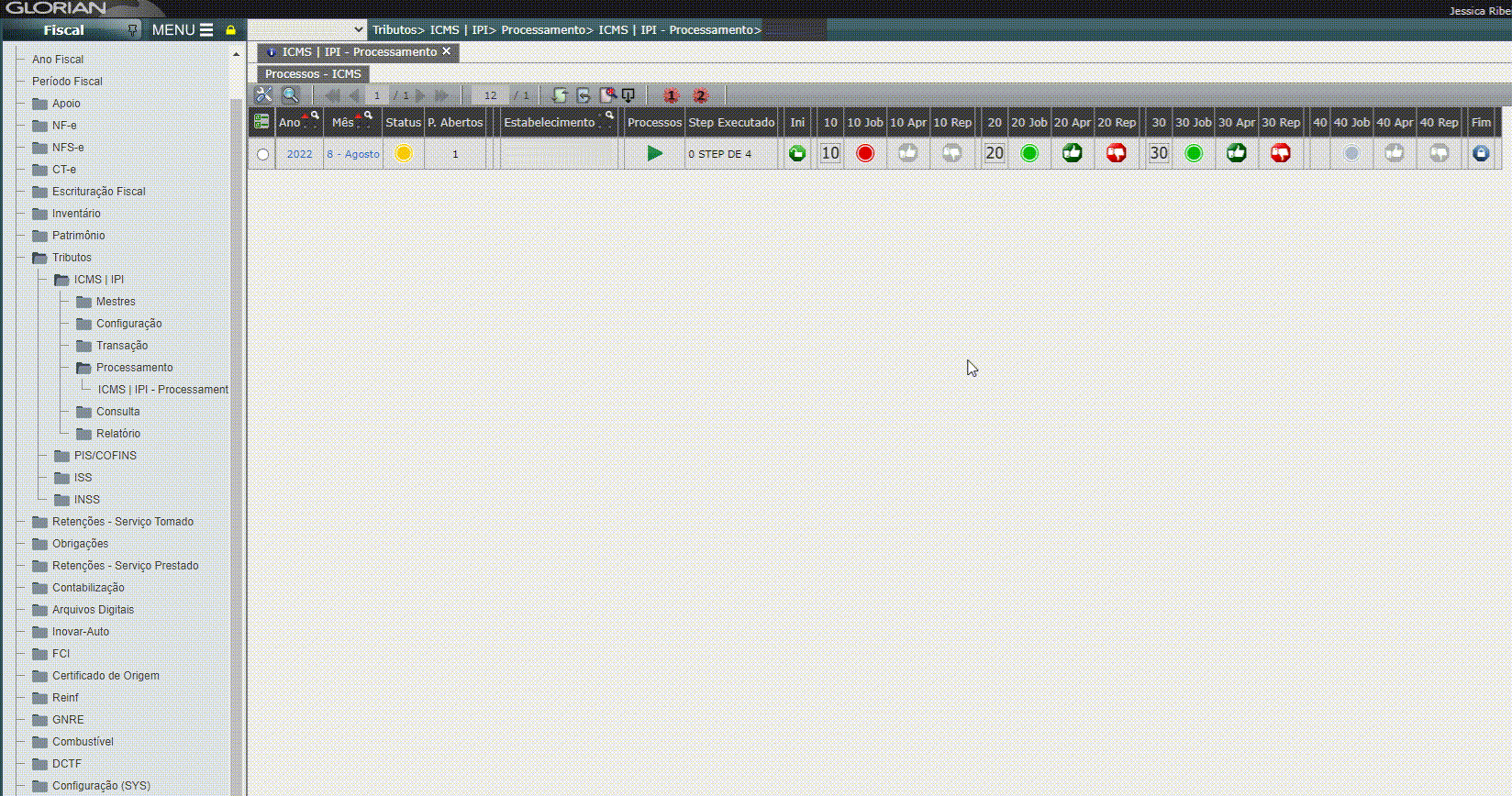 Processamento apurações ICMS|IPI - Verificar tributação ICMS nos doctos