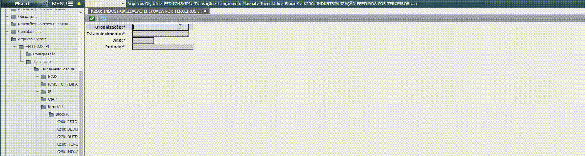 EFD ICMS/IPI - Lançamento do registro K250/K255
