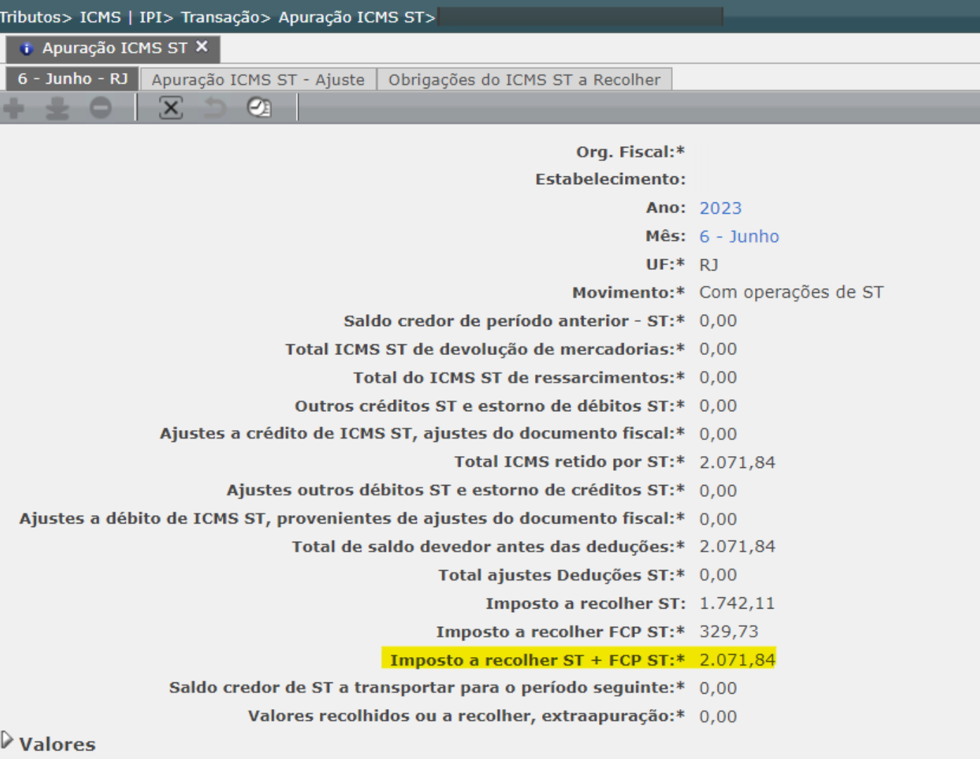 REGISTRO E210/E250: A soma dos valores das obrigações do ICMS ST a recolher (VL_OR dos Registros E250) deve ser igual ao VL_I