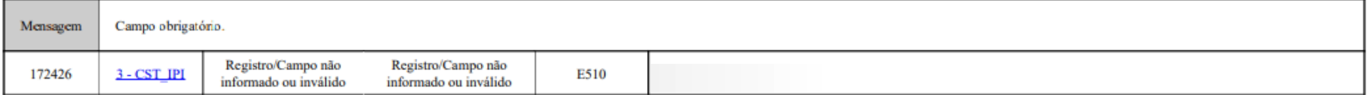 REGISTRO E510: Campo Obrigatório CST_IPI (Campo 03)