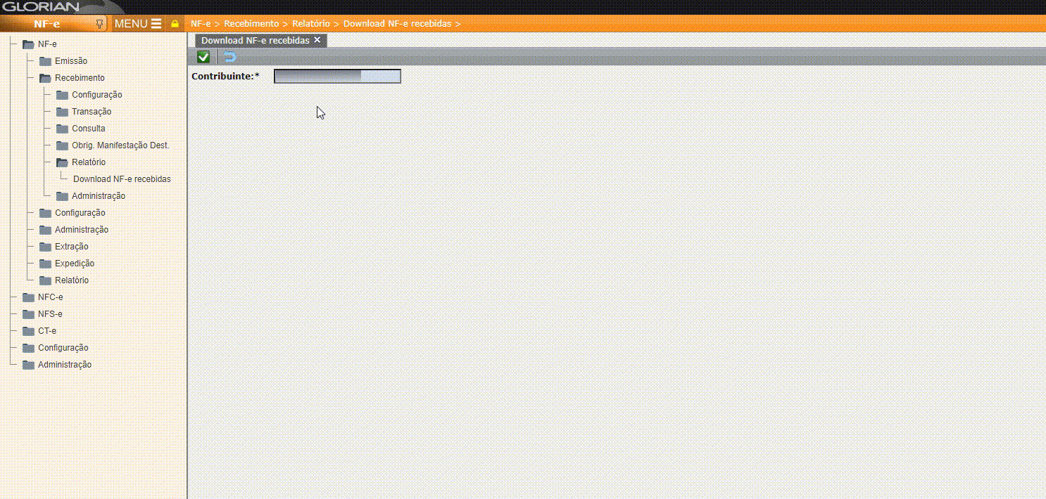 Geração do relatório de download NF-e Recebidas