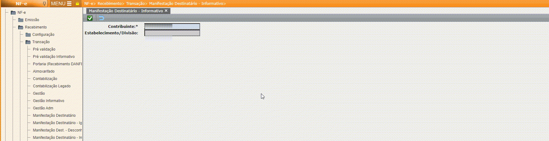 Manifestação do destinatário - Informativo
