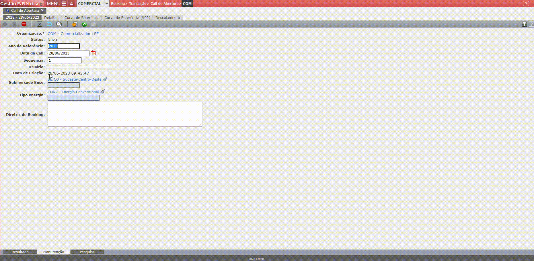 Configuração de Projeção de Mercado a Mercado