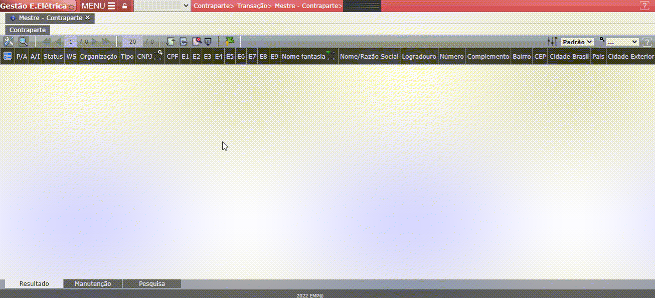 Criação de Contraparte em Massa