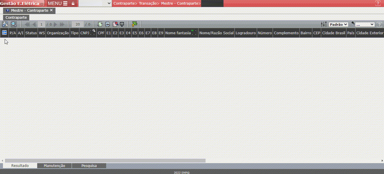 Criação de Contraparte Manualmente
