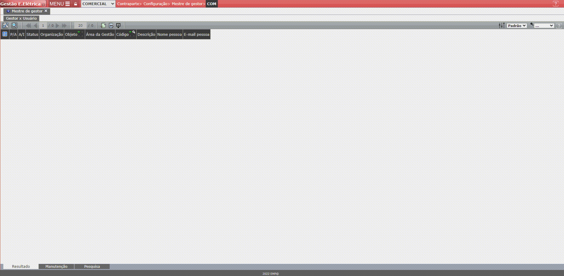 Criação de Gestor da Conta
