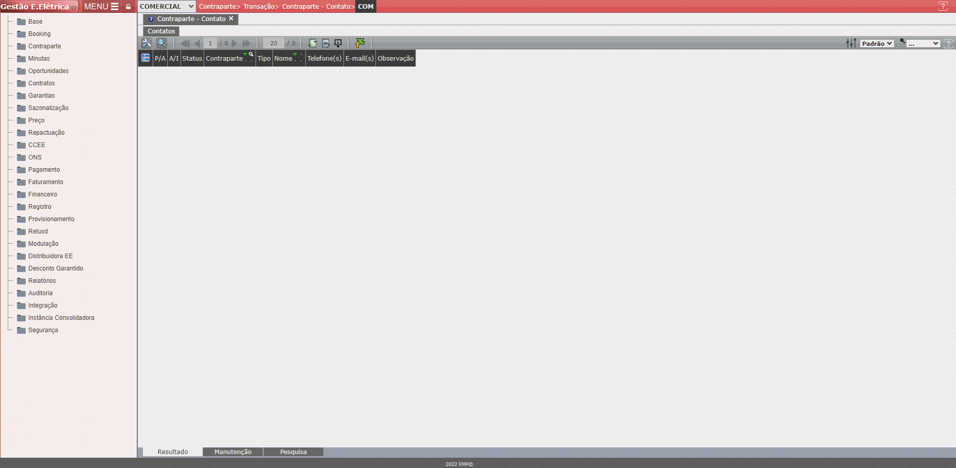 Inclusão de Contatos na Contraparte em Massa
