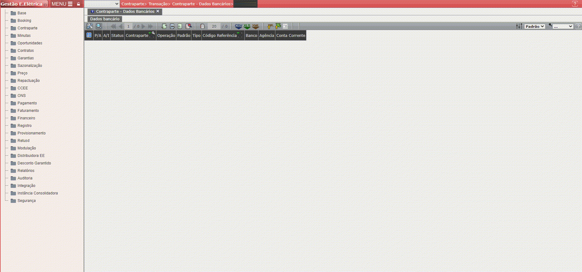 Inclusão de Dados Bancários na Contraparte em Massa