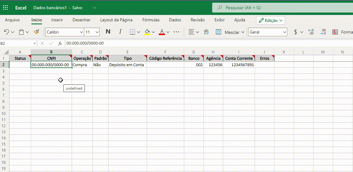 Inclusão de Dados Bancários na Contraparte em Massa