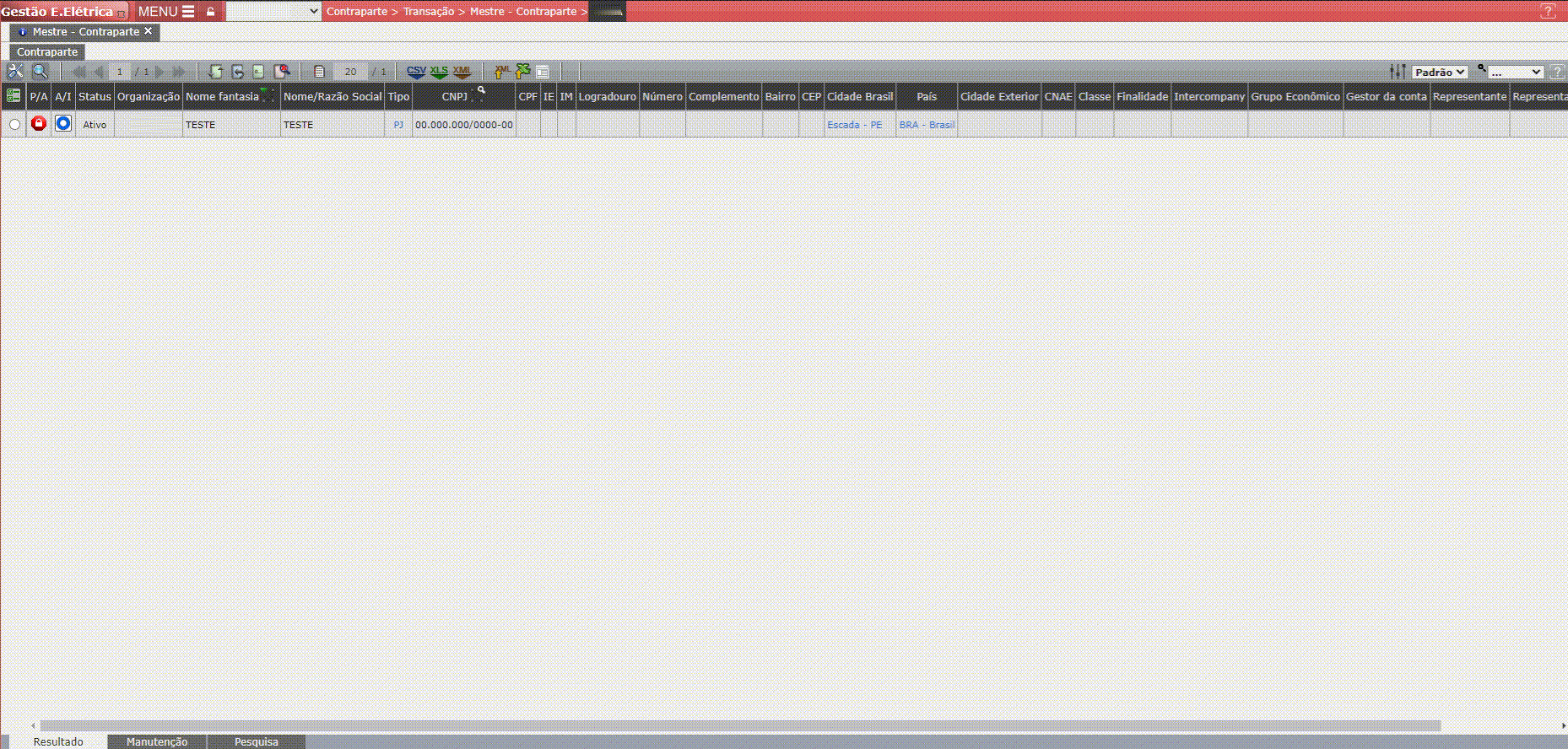 Status da Contraparte
