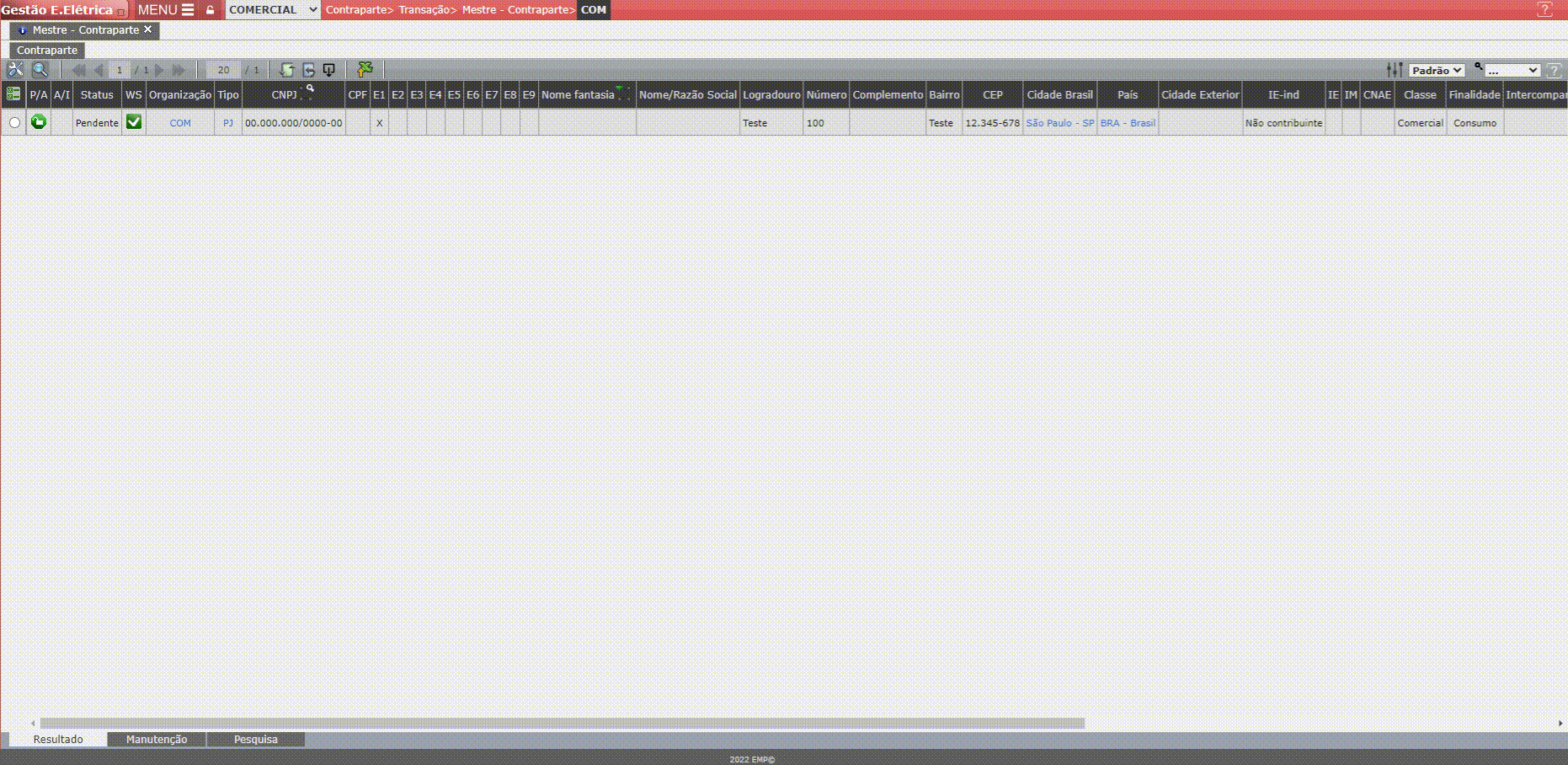 Erro E1: Razão Social
