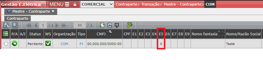 Erro E5: Dados Fiscais - Classe
