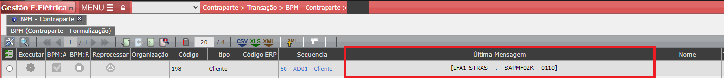 Erro: [LFA1-STRAS – . – SAPMF02K – 0110]
