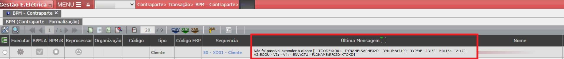 ERROS: Não foi possível extender o cliente