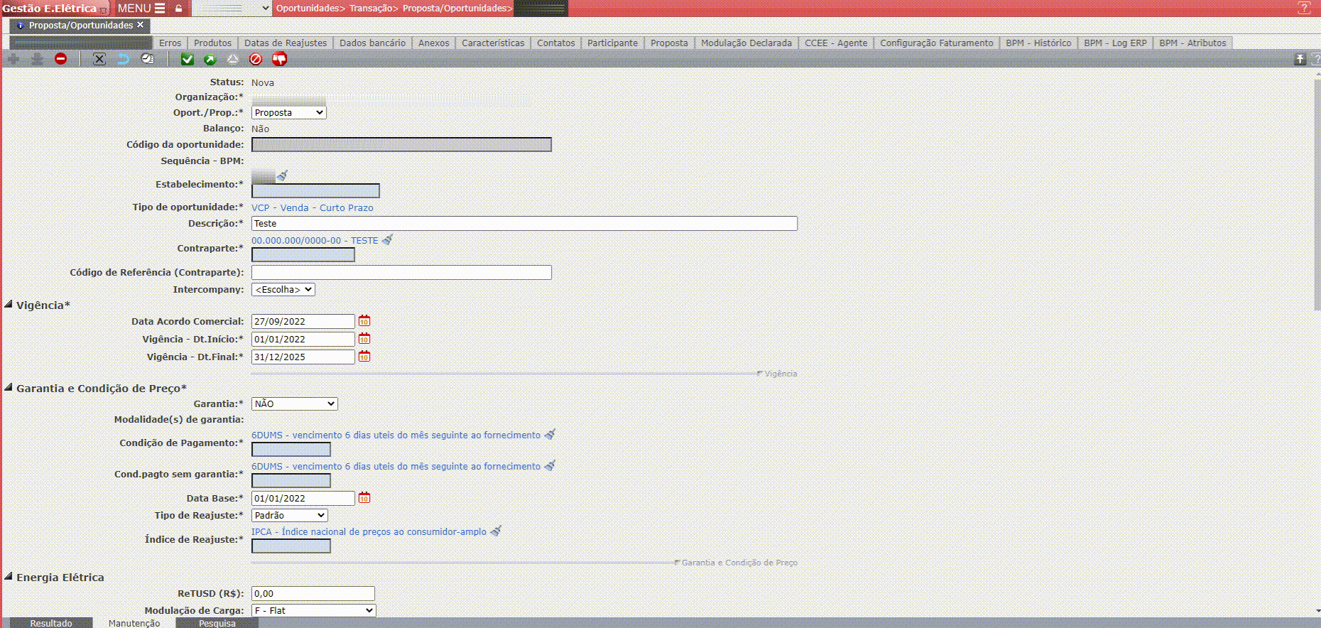 Erro: Oportunidade (com reajuste) sem datas de reajuste cadastradas