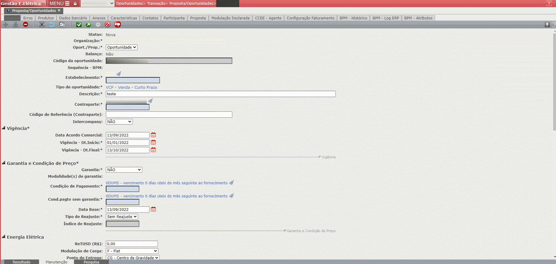 Erro: Oportunidade não possui itens (produtos) cadastrados