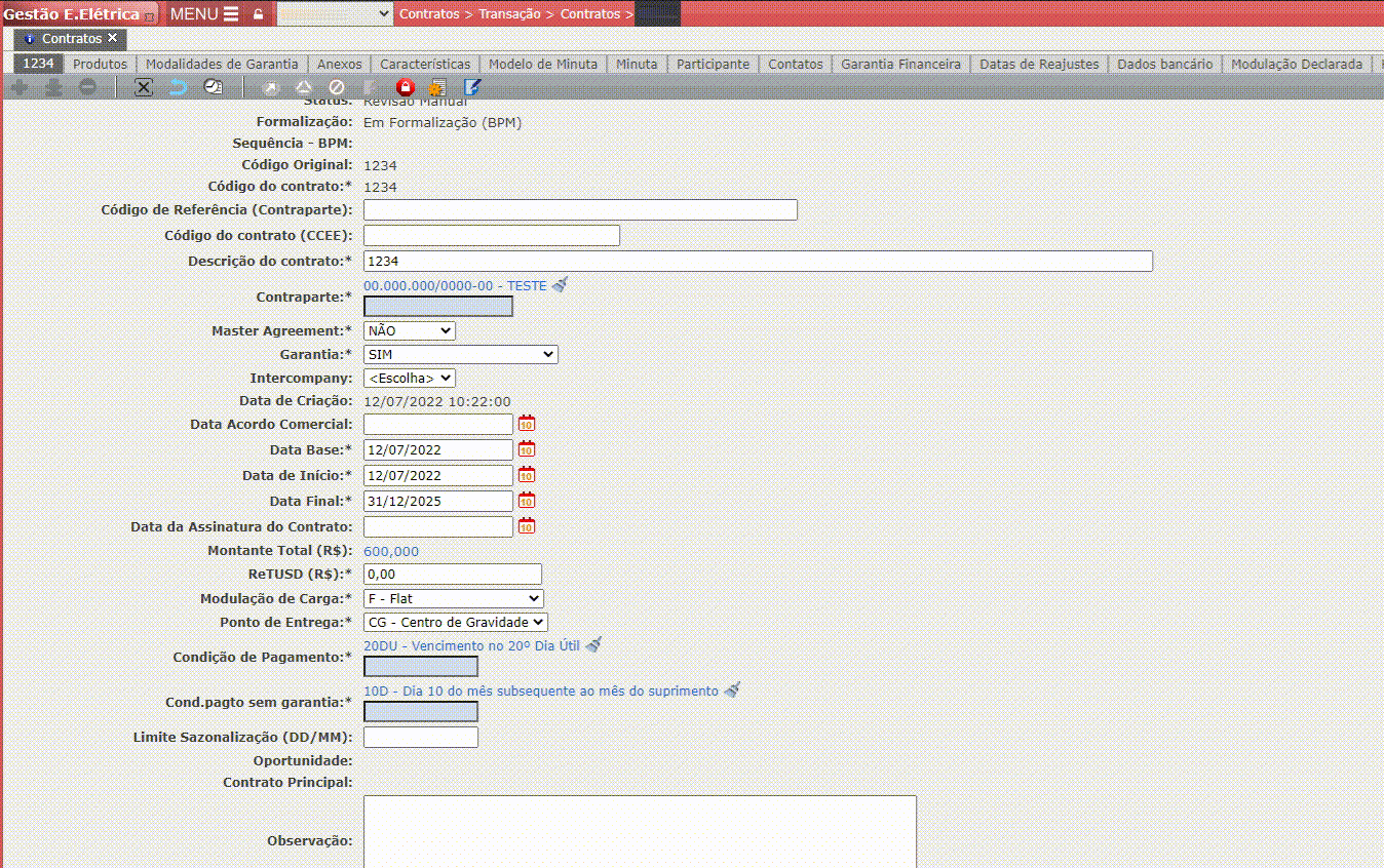 Inclusão de Data de Reajuste
