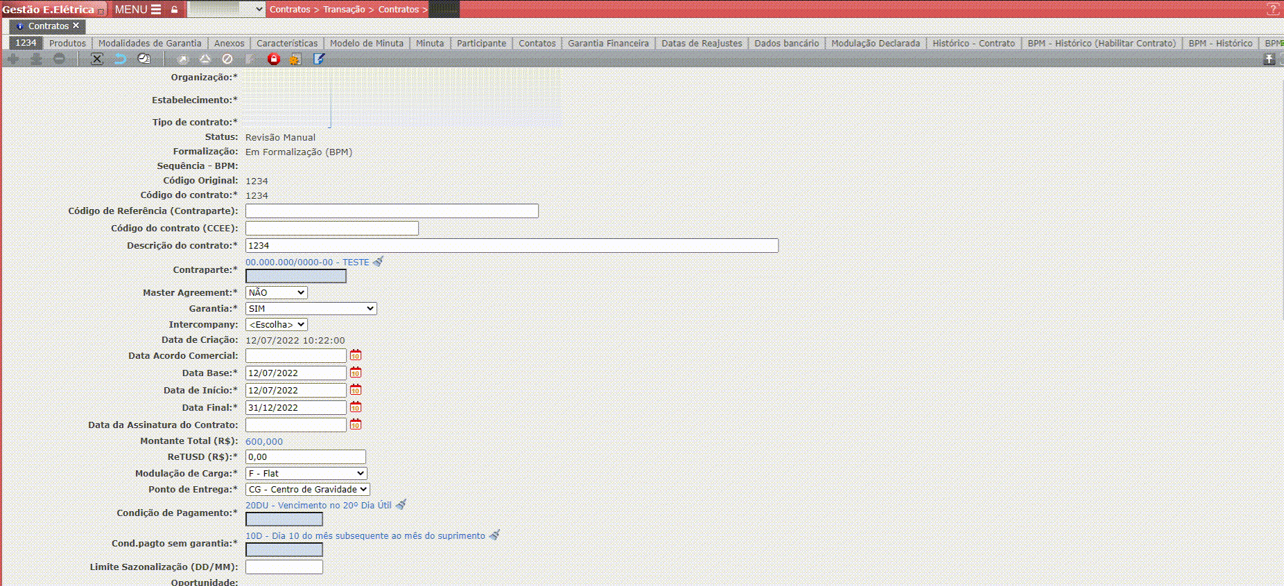 Inclusão de Dados de Bancários no Contrato
