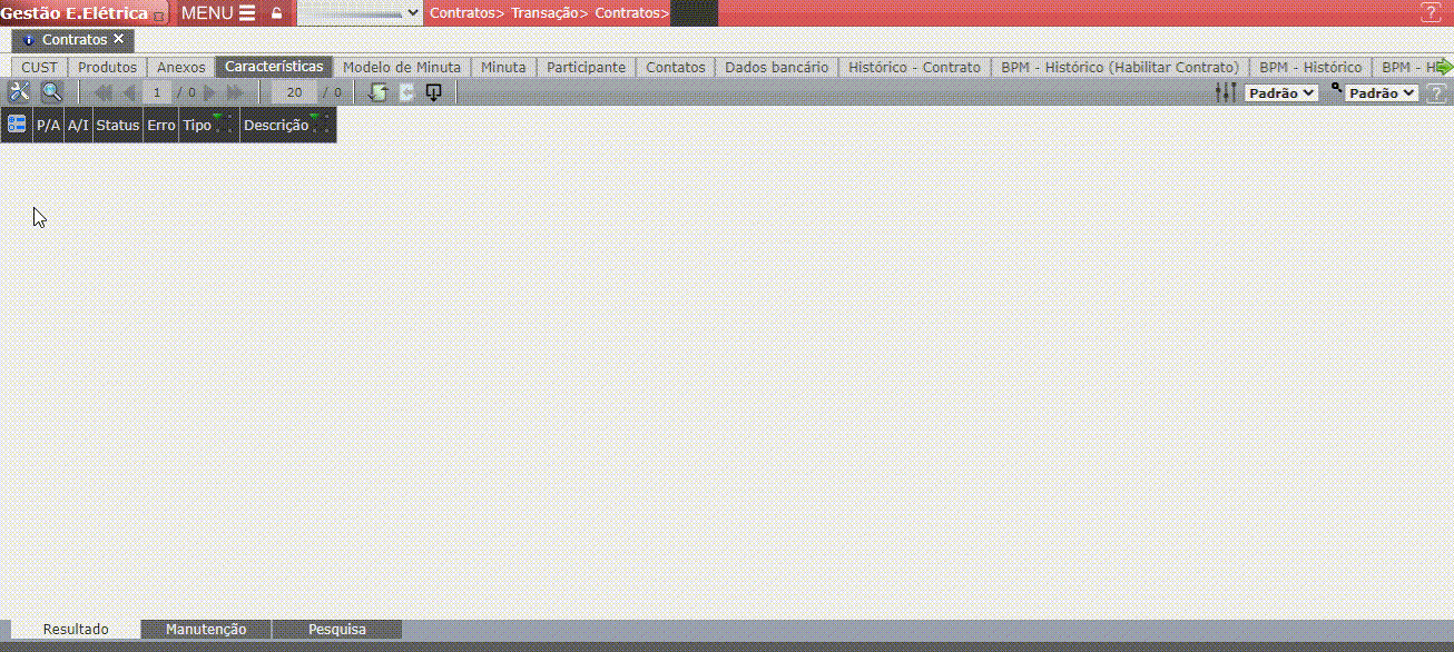 Configuração de característica para contratos CUST
