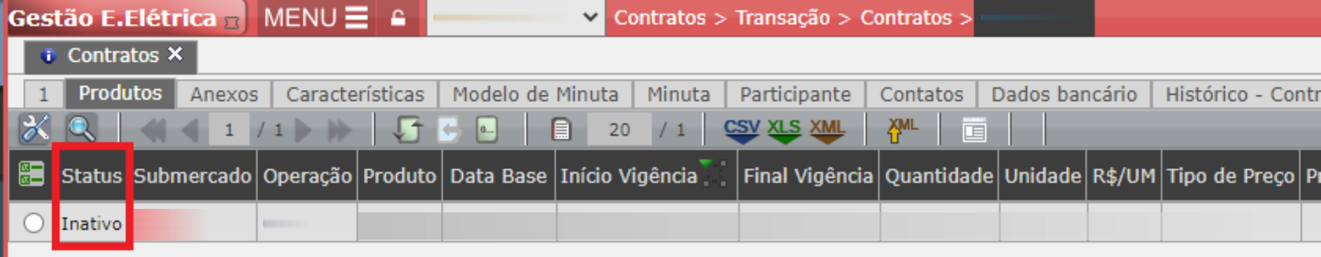 Produto com status "Inativo", porém deveria estar "Ativo"
