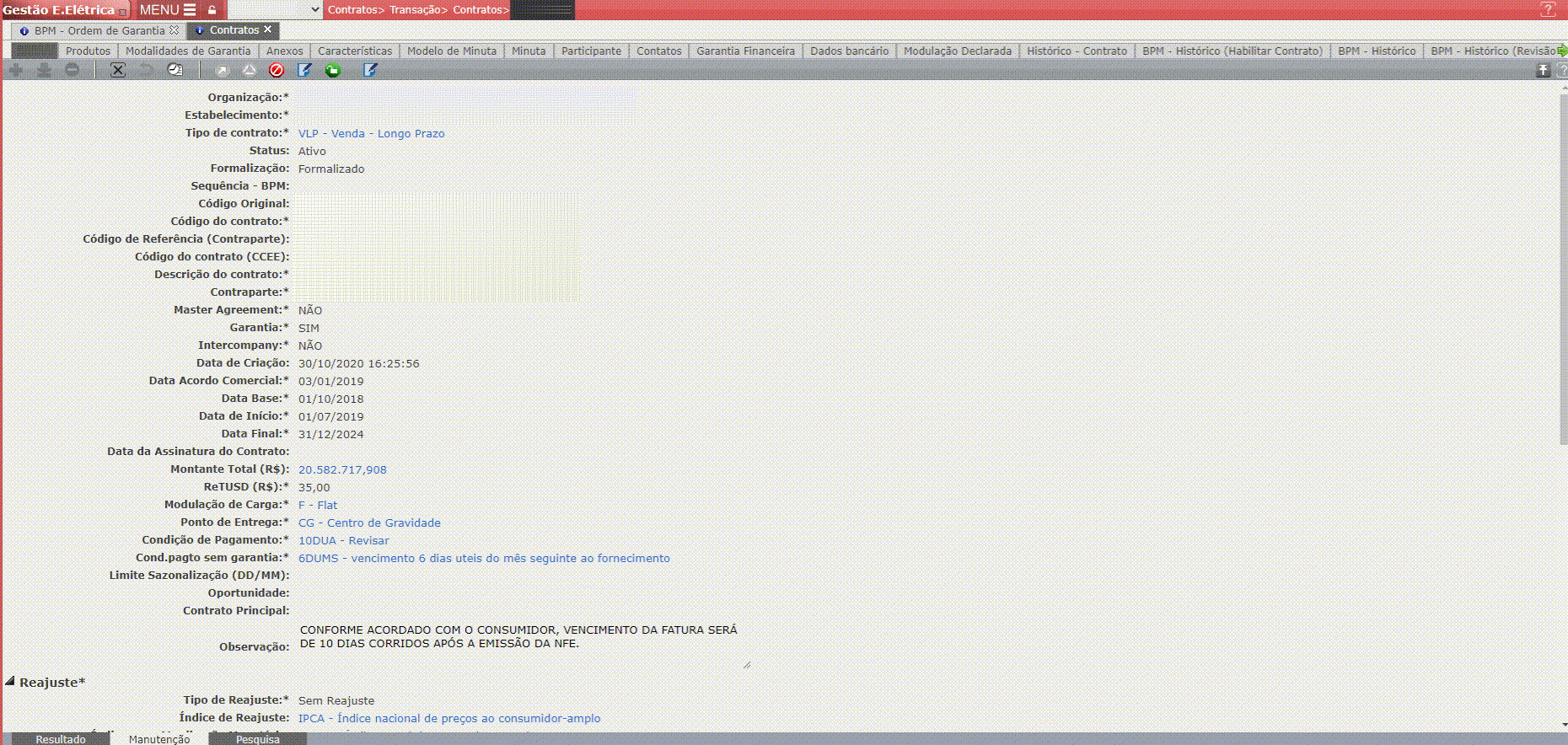 Apresentação dos Anexos do Contrato no BPM - Garantia