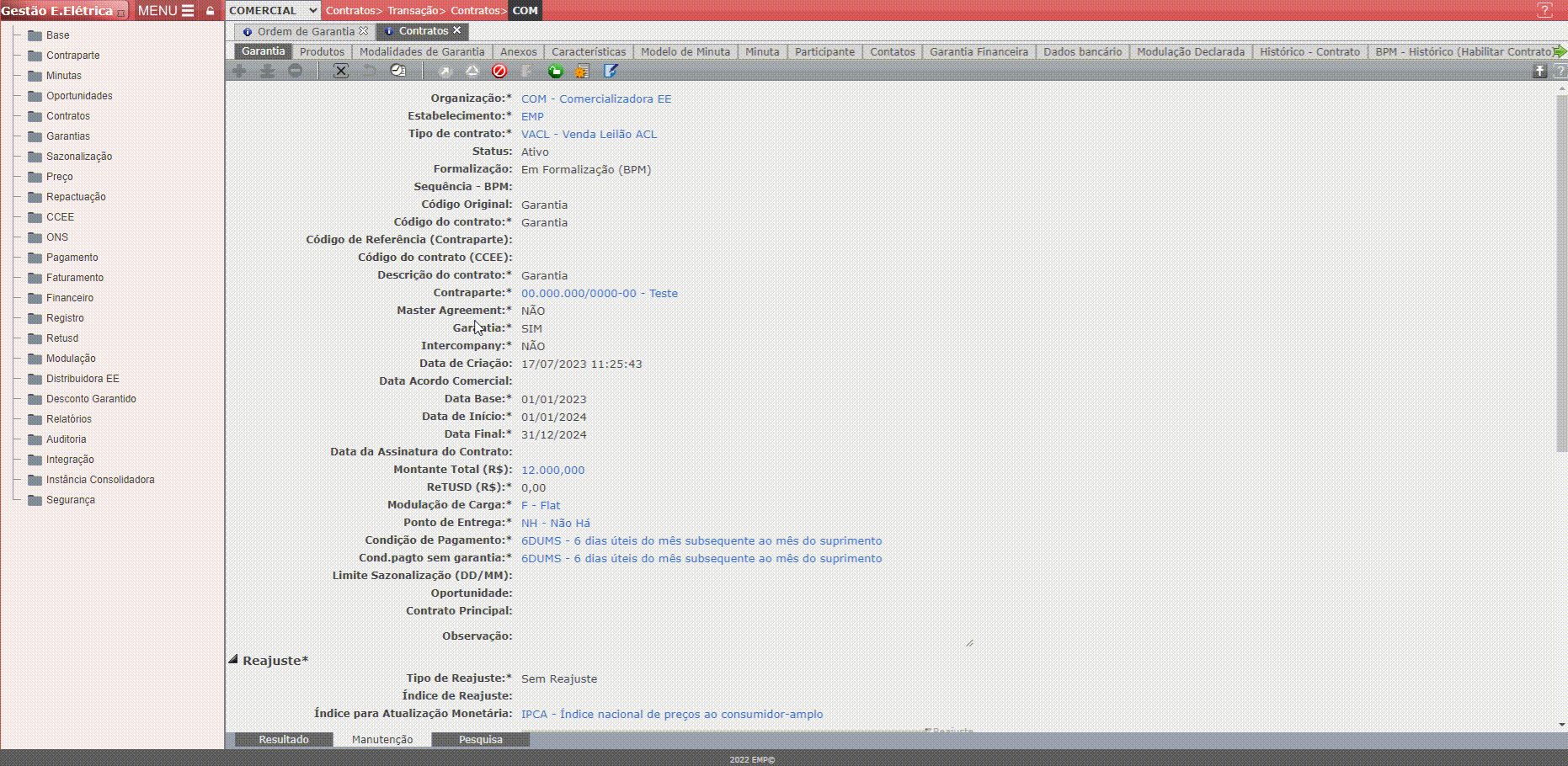 Ordem de Garantia - Geração de Memória de Cálculo