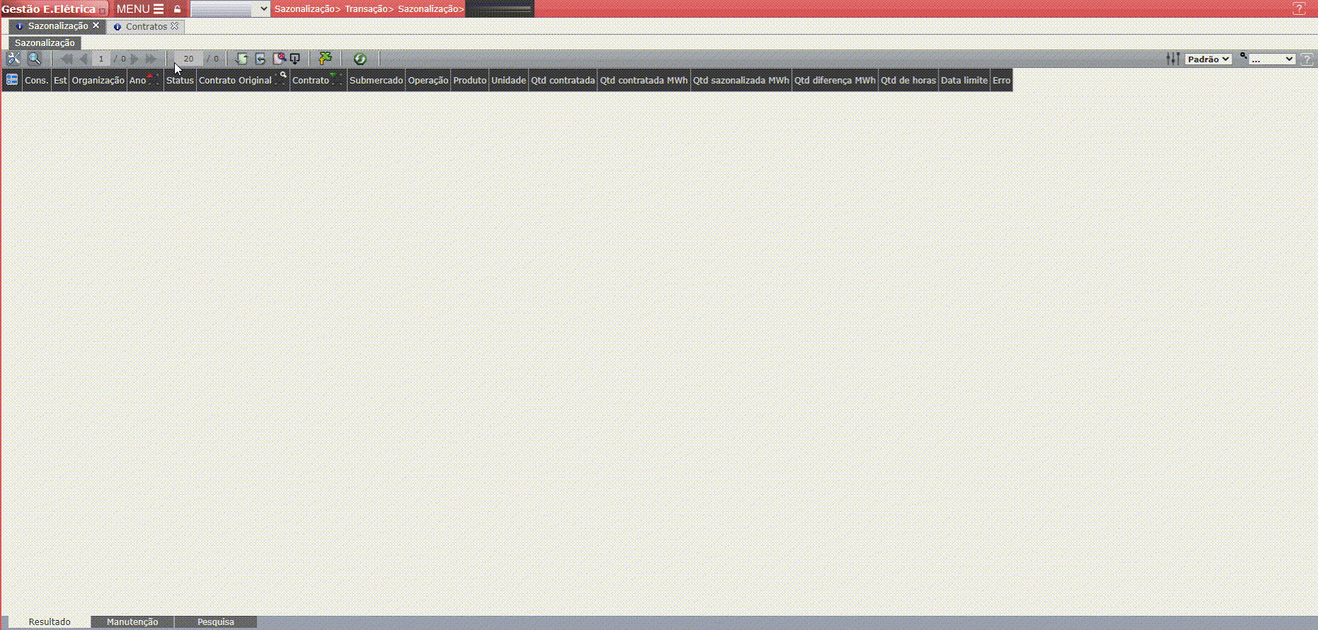 Contrato não Apresentado após a Geração da Sazonalização
