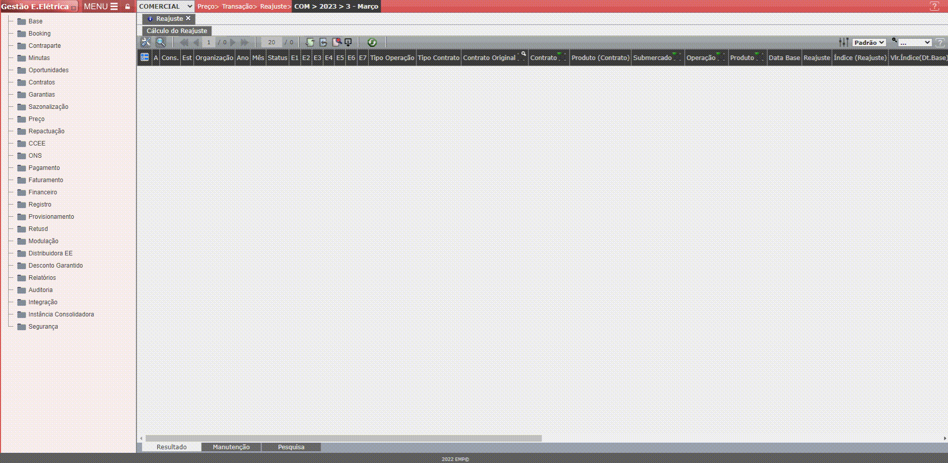 Geração do Reajuste
