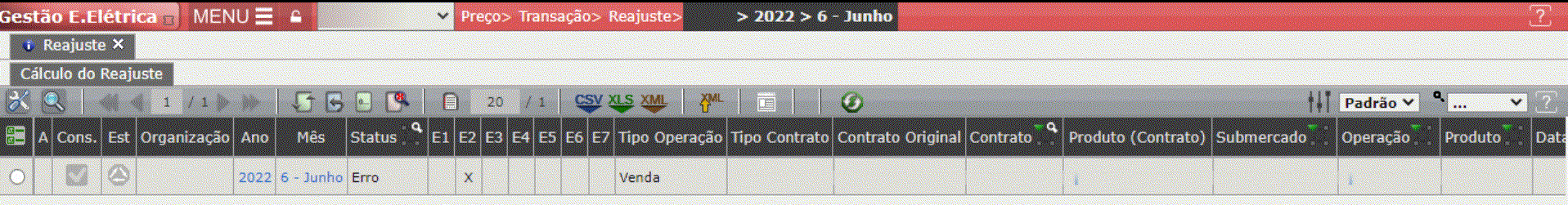 Erro E2 - Data(s) de Reajuste não preenchida
