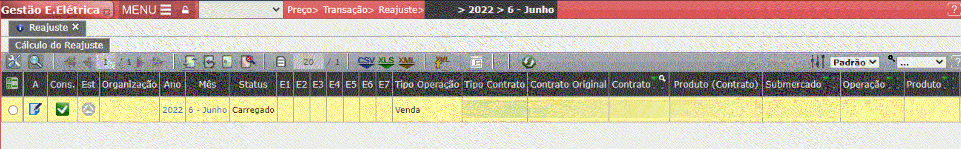 Erro E2 - Data(s) de Reajuste não preenchida
