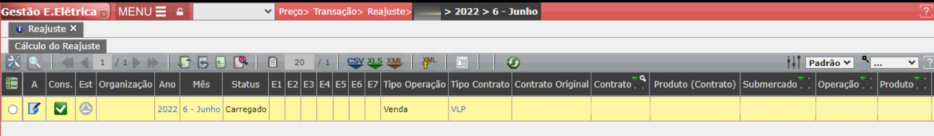 Erro E3 - Índice de Reajuste não preenchido.

