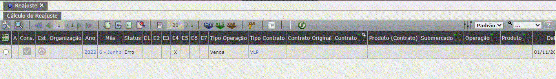 Erro E4-Valor do Índice não preenchido (Data base)