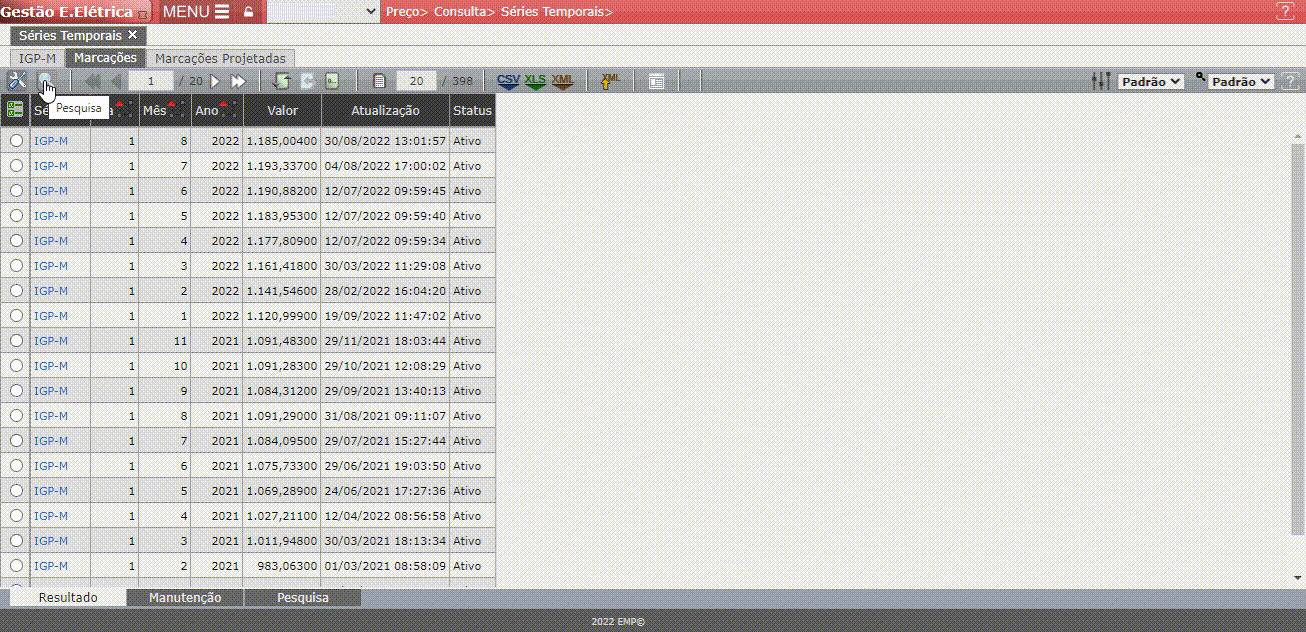 Erro E5- Valor do índice não preenchido(Último Reajuste)