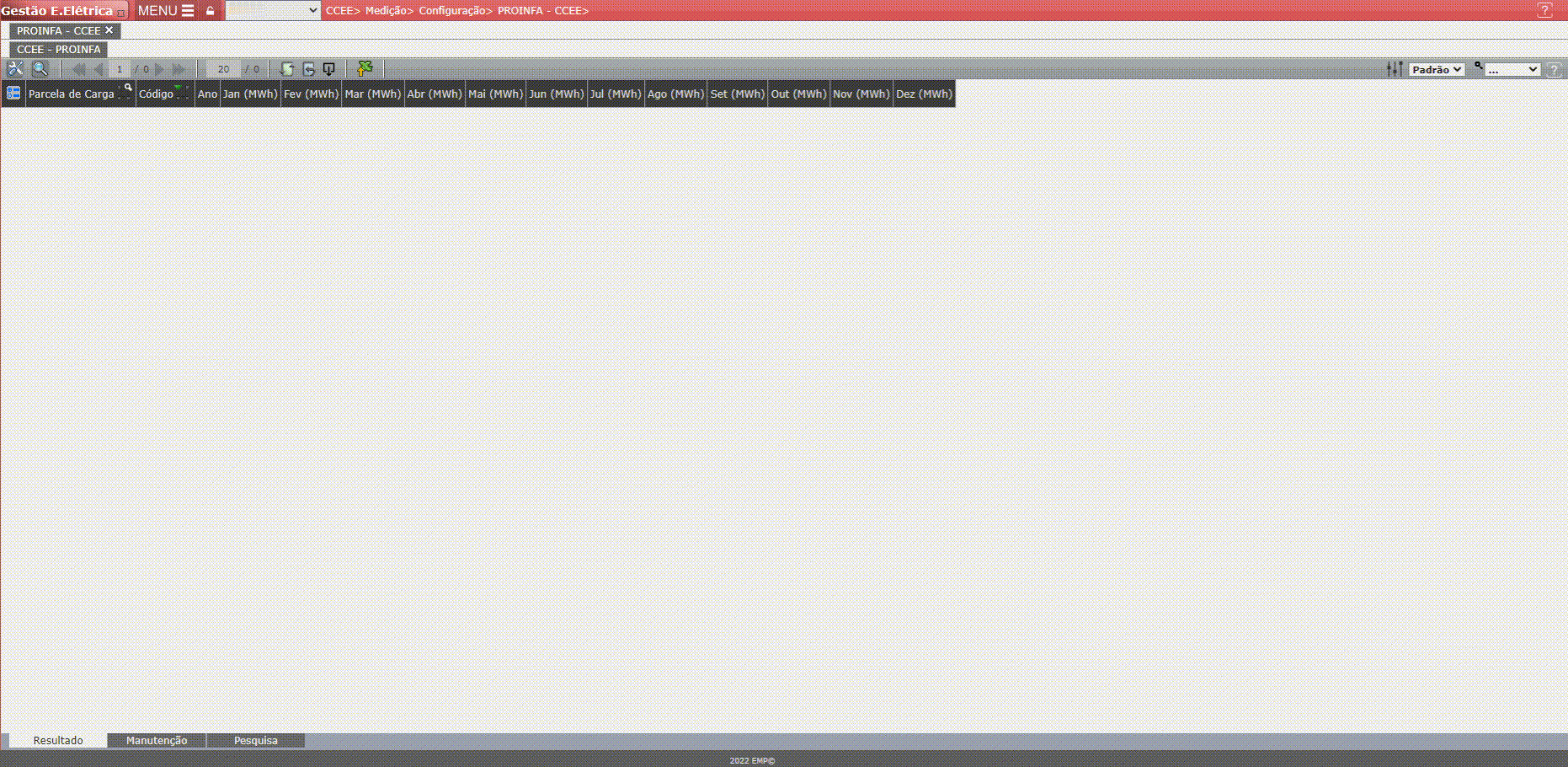 Configuração de PROINFA
