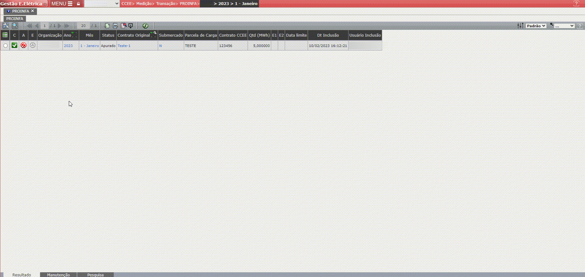 Consolidação da Carga de Contratos PROINFA
