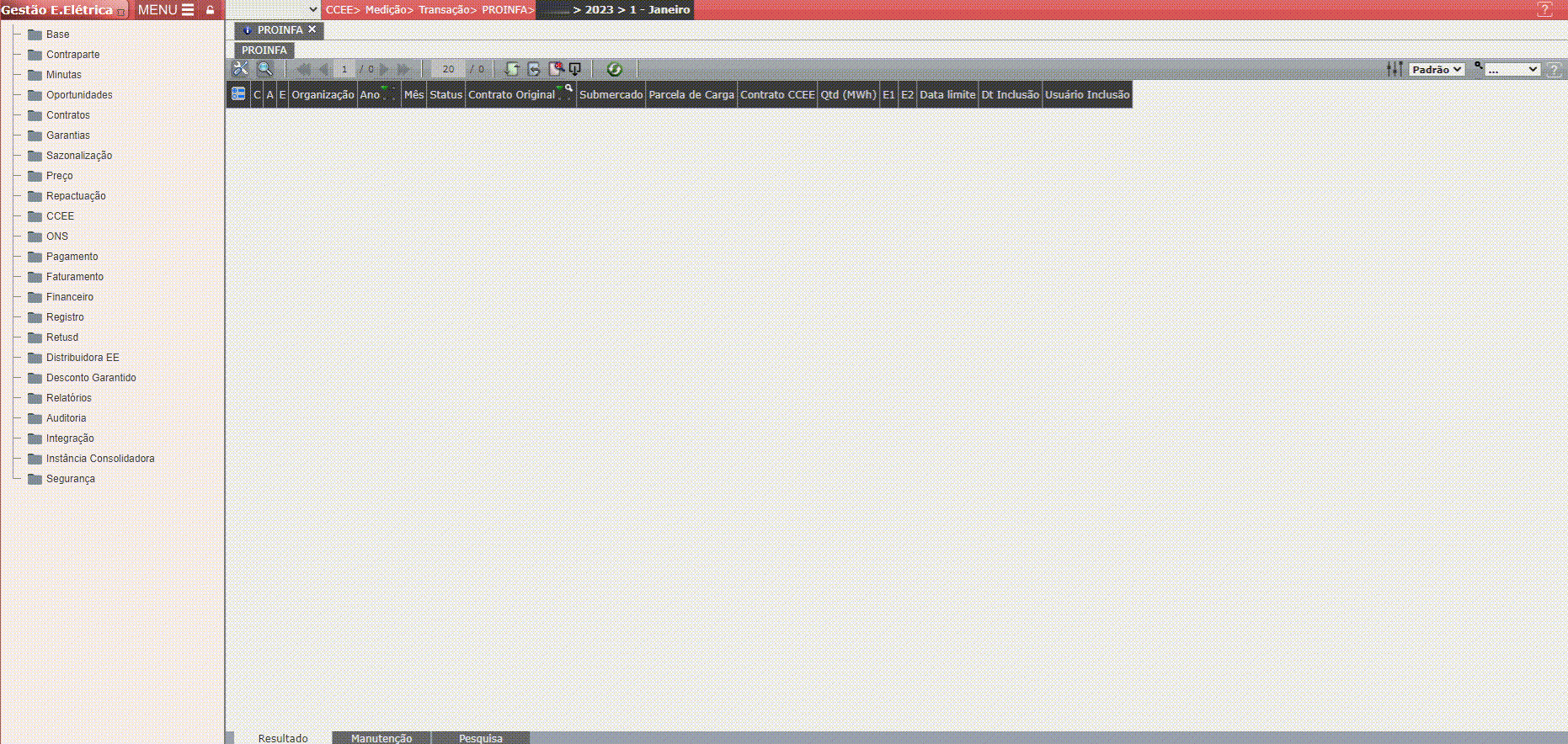 Geração da Carga de Contratos PROINFA
