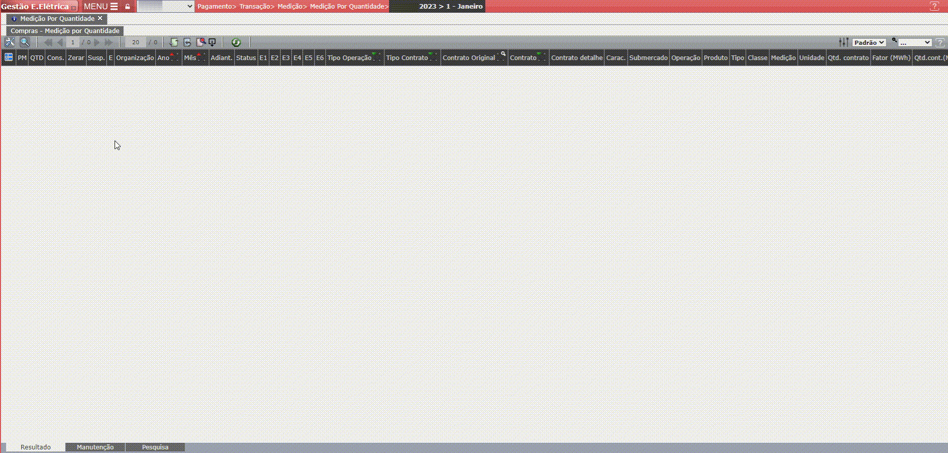 Ao Gerar a Medição Nenhuma Informação é Apresentada
