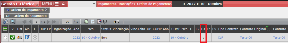 Erro E3: Condição de Pagamento
