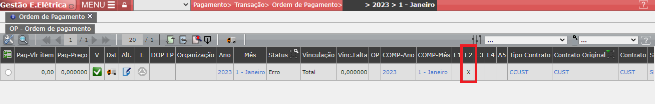 Ordens de Pagamento com valor zerado
